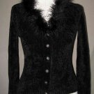 Black Chenelle Sweater w/Ostrich trim from London Sz PS