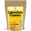 Calendula Tea 1LB – 100% Organic Whole Flower, Caffeine-Free Herbal Tea, Resealable Bag