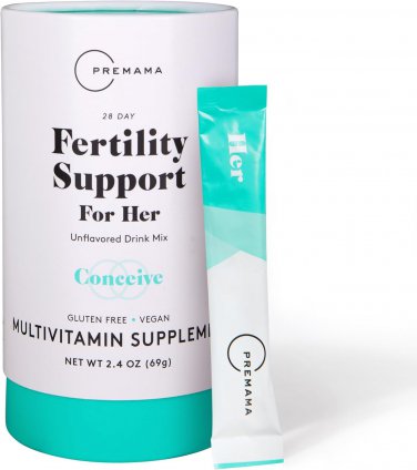 Premama Fertility Support, 28 Ct &acirc;�� Unflavored Vegan Powder for Ovulation & Egg Quality Support