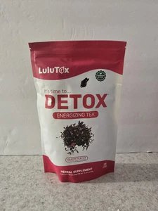 Lulutox Detox Energizing Tea Peach Flavor 28 Pyramid Tea Bags Exp. 02/2027 NEW