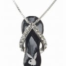lack Flip Flop Necklace/Clear crystals, Playboy Bunny black eye