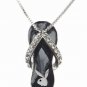 lack Flip Flop Necklace/Clear crystals, Playboy Bunny black eye