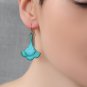 Green Turquoise Blue Verdigris Drop Scallop Jade Green Earrings