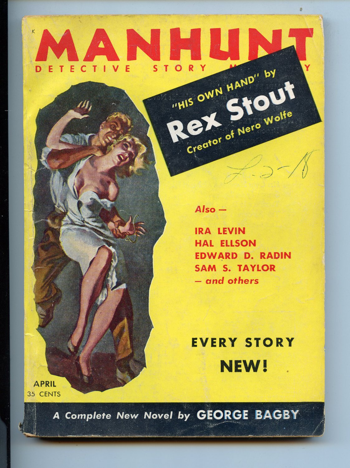 Manhunt Detective Vol 3 #4 April 1955 digest magazine G+