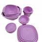 Tupperware Heritage 16-piece Square and Round Bowl Set W/ Lids- Purple -