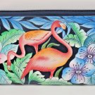 Anuschka Hand-Painted Clutch Wallet with RFID Protection-Flamingo Love-NEW-$94