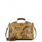 Patricia Nash NWT VALLETT TOP HANDLE/XBODY Leather Bag - European Map, MSRP $200