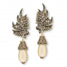 HEIDI DAUS"Touch Of Class" (Winged-Look/Bead Drop)Omega-Pierced Earrings-Only