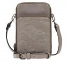 Patricia Nash Albertine Tooled Leather Phone Crossbody Wallet-Gray