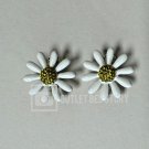 Heidi Daus "Flower Power" Crystal and Enamel Daisy Earrings-Pierced-NWT