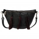 Patricia Nash Tinchi Leather Feather-Accented Convertible Belt Bag - Black - New