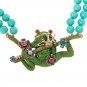 Heidi Daus "Tree Frog Prince" Beaded Crystal Frog Necklace NWT!