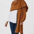 Patricia Nash - Large Knit Scarf with Contrast Stitching - Camel/Chocolate, New Patricia Nash - Large Knit Scarf with Contrast Stitching - Camel/Chocolate, New