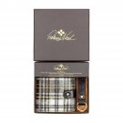 Patricia Nash Farnetta Leather Wallet & Key Fob Gift Set - Black/White Pl- New -