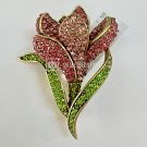 Heidi Daus Spring Fever Crocus Pin With Pink & Green Cluster Crystals-NWT