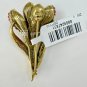 Heidi Daus Spring Fever Crocus Pin With Pink & Green Cluster Crystals-NWT
