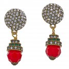 Heidi Daus "Sparkling Strasbourg" Red Drop Earrings-Pierced-NWT