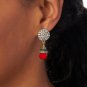 Heidi Daus "Sparkling Strasbourg" Red Drop Earrings-Pierced-NWT