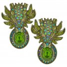 HEIDI DAUS "Dragon Stone" Crystal Dragon Button Clip On Earrings NWT