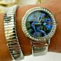 Colleen Lopez Round Dial Coil Wrap Bracelet Watch,Impregnated Blue Turquoise