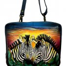 Anuschka Hand Painted Leather Crossbody Organizer Bag-Zebra Sunset Anuschka Hand Painted Leather Crossbody Organizer Bag-Zebra Sunset
