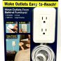 Presto Plug Wall Outlet Extender 4 ft Cord Peel & Stick As Seen On TV 2 AC 2 USB