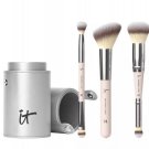 IT Cosmetics 3 Full Size Brushes Set & Luxe Case - NEW NEVER OPENED