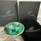Design Kalifano Green Malachite 3.5" Trinket Jewelry Dish Bowl Brass Rim