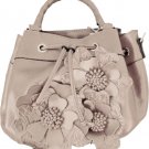 Patricia Nash Floral Applique Oriana Leather Tote Crossbody Bag Chalk White