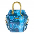 Sharif Legacy Serpantine Python Leather Mini Tote Bag- Blue Multicolor
