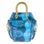 Sharif Legacy Serpantine Python Leather Mini Tote Bag- Blue Multicolor