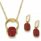 Heidi Daus You're Gonna Flip Crystal Convertible Jewelry Set Red