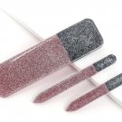 Spa-Rific Rose Shimmer Laser Etched Glass 3 Piece File MANI-PEDI SET -  NEW