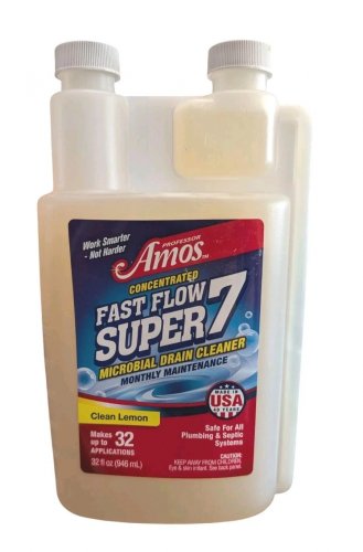 Professor Amos' Fast Flow Super 7 Microbial Drain Cleaner Clean Lemon 32 FL Oz.