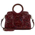 Patricia Nash Lyon Tooled Leather Satchel Crossbody Bag Whiskey Color