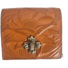 Patricia Nash Maida Tooled Leather Trifold Wallet-Sun Yellow-NWT-Orig. $99.00