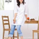 3/4 Sleeve Cotton White Top