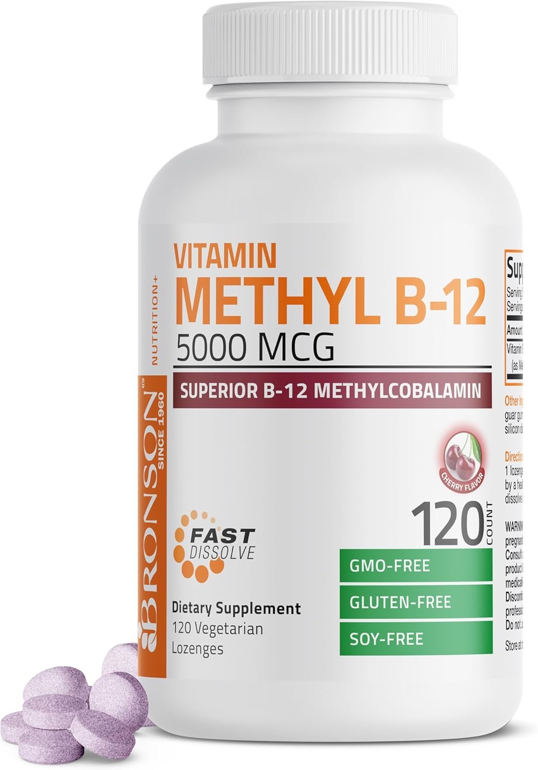 Bronson Methyl B12 5000 mcg Vitamin B12 Methylcobalamin Energy & Brain ...