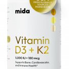 Mida Health® D3 K2 Vitamin 5000 IU with MK-7 | Natural Supplement for Bone, Heart