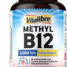 Vitamin B12 5000 mcg, Sublingual Methylcobalamin, Natural Peach Flavor, Nervous System Health