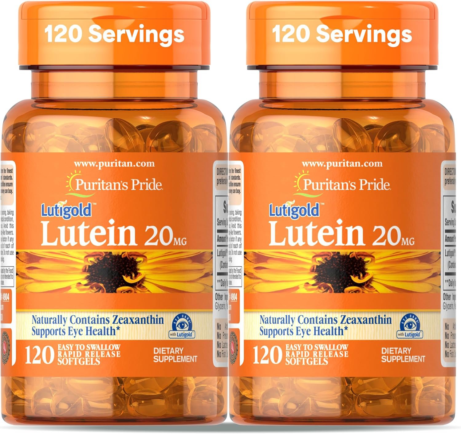 Puritan's Pride Premium Lutigold Lutein Carotenoid 20mg with Zeaxanthin for Men and Women