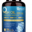 NATURE TARGET Triple Omega 3 6 9, Fish Oil 2400mg Softgels with Vitamin D3 & E - EPA