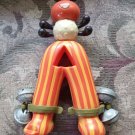 Vintage Battat Bells Musical Baby Rattle Bug 8" Mybtoy Orange Plastic