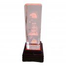 New York Crystal Laser Etched Glass Twin Towers Eagle American Flag w Light Up base 2" X 3" Vintage