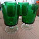 Luminarc 4” Emerald Green Clear Base Pedestal Glasses Lot 4 France Vintage Mid-Century Modern