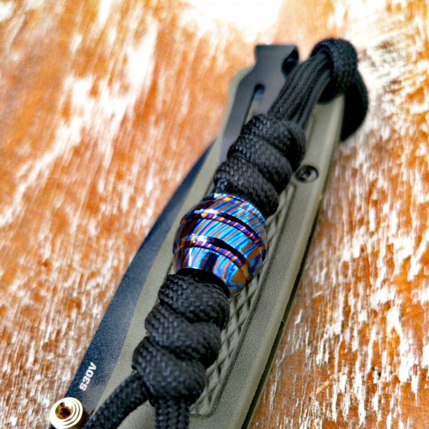 Titanium Damascus Timascus Mokuti EDC Paracord Lanyard Bracelet Beads AUS