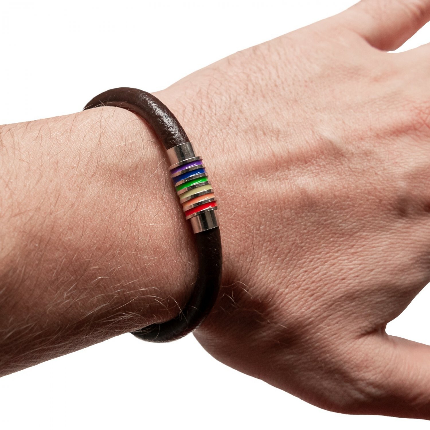 Rainbow Wrist Bracelet Magnetic Clasp Genuine Leather Men Women Handmade Sydney