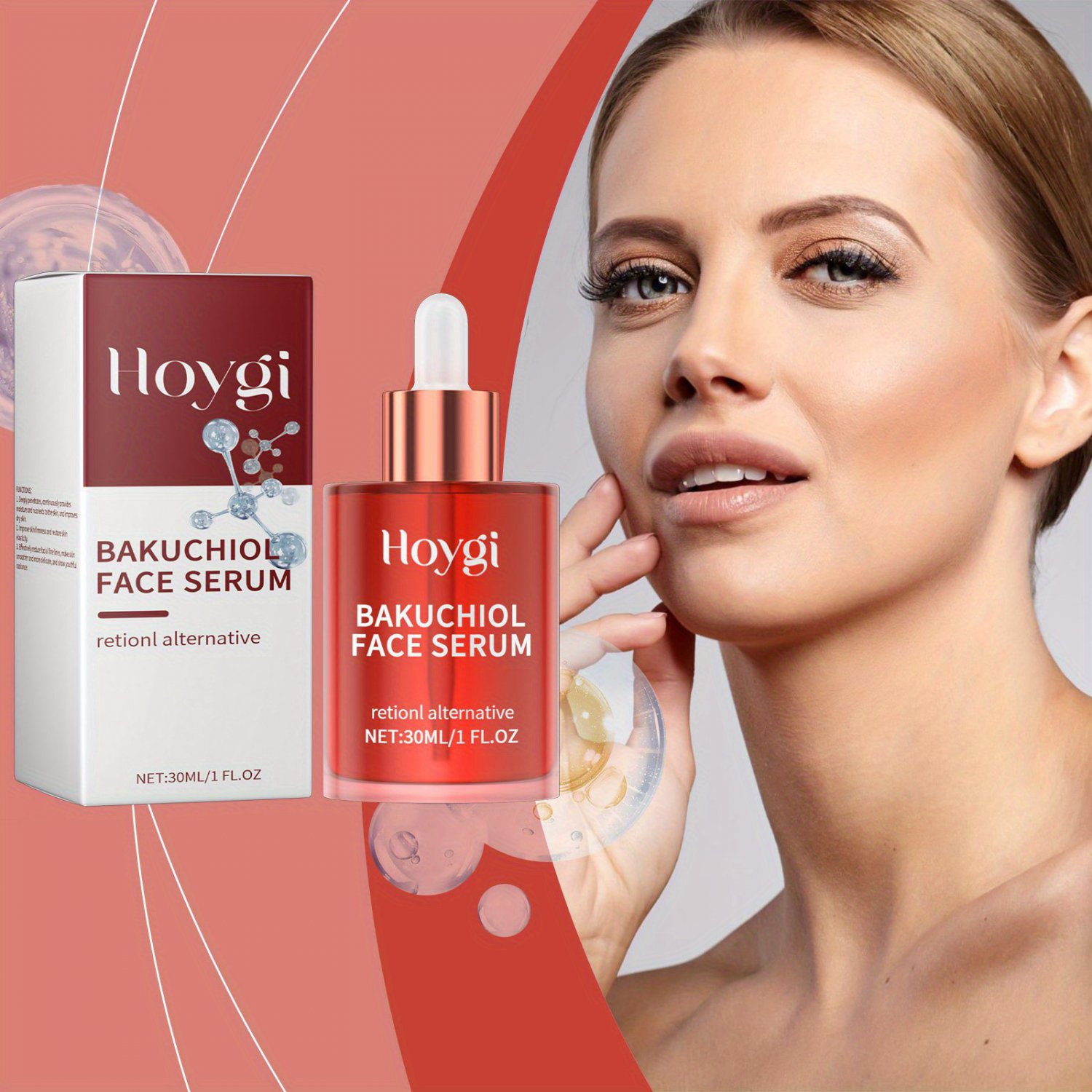 Hoygi Bakuchiol Face Serum - Retinol Alternative, Gentle Citrus & Glycerin Blend for All Skin Types