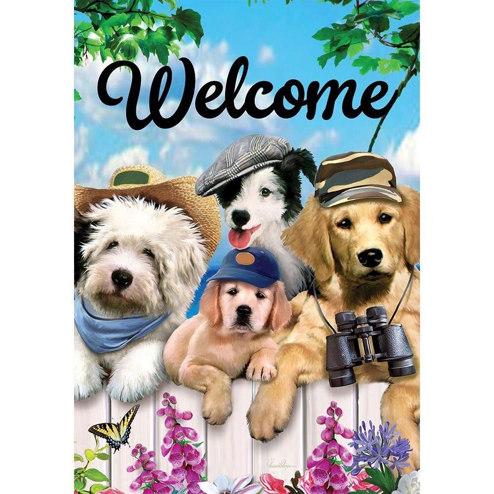 Dapper Dogs Garden Flag, Funny Dogs, Spring Yard Flag,  Welcome Flag