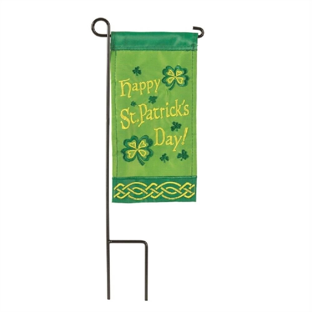St Patricks Day Mini Garden Flag w/Stake, Luck of the Irish, Patio Flag